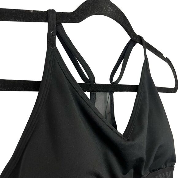 PINK SPORT Victoria's Secret Solid Black Mesh Racerback Sports Bra Workout Top M - Picture 10 of 15